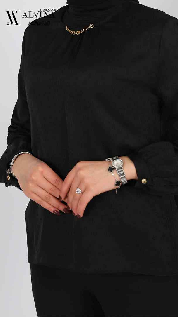 25877 تونيك اسود مضرب (46-38) DUS