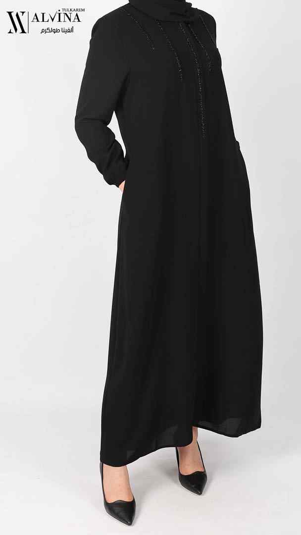 258224 عباءة اسود سترس طولي (58-44) SAR