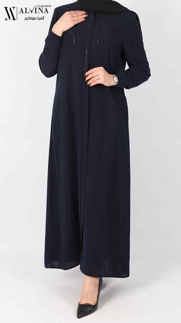 258224 عباءة كحلي سترس طولي (58-44) SAR