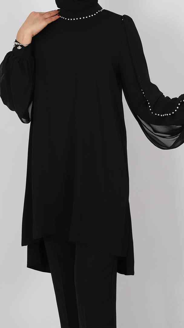 251255 تونيك اسود يد شيفون (48-40) VILD